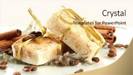  Presentation with natural soap - Presentation theme consisting of hand made - natural handmade soap isolated background and a blonde colored foreground