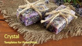  Presentation with hand soap - Colorful slide deck enhanced with hand made - natural handmade soap on wooden backdrop and a tawny brown colored foreground