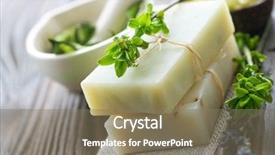  Presentation with hand soap - Slides having hand made - natural handmade soap with herbs background and a violet colored foreground