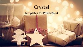  Presentation with eco paper - Colorful slide deck enhanced with hand made - rustic retro gifts present boxes backdrop and a blonde colored foreground