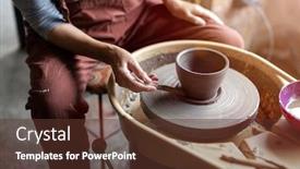  Presentation with ceramics - Slide set featuring hand-made-ceramics-are-formed background and a tawny brown colored foreground