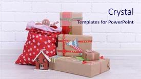  Presentation with gifts - Slide deck consisting of christmas gifts and christmas bag background and a sky blue colored foreground