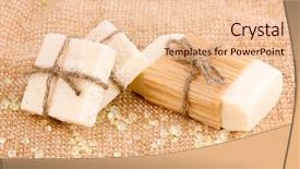  Presentation with hand soap - Amazing slide deck having hand-made herbal soap on sackcloth backdrop and a lemonade colored foreground