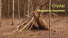  Presentation with hut - Colorful slide set enhanced with hand-made-hut-made backdrop and a tawny brown colored foreground