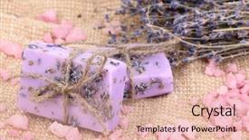  Presentation with lavender - Audience pleasing slide set consisting of hand-made lavender soaps on sackcloth backdrop and a lemonade colored foreground