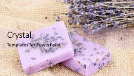  Presentation with lavender - PPT theme consisting of hand-made lavender soaps on sackcloth background and a sky blue colored foreground