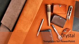  Presentation with hand tools - Cool new PPT layouts with hand made leather man accessories and tools backdrop and a red colored foreground