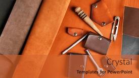  Presentation with hand tools - Colorful PPT theme enhanced with hand made leather man accessories and tools backdrop and a red colored foreground