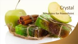  Presentation with making soap - PPT theme featuring hand made soap and ingredients for soap making isolated on white background and a cream colored foreground