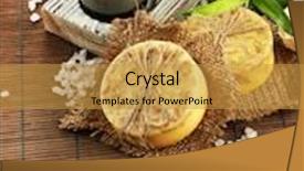  Presentation with hand soap - Colorful PPT theme enhanced with hand-made soap and sea salt on grey bamboo mat backdrop and a gold colored foreground
