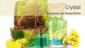  Presentation with liquid soap hand wash - PPT layouts with hand made soaps with sea background and a  colored foreground