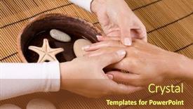  Presentation with spa salon - Theme with hand-massage-at-the-spa background and a red colored foreground