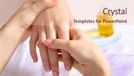  Presentation with e portfolio for massage therapist - Slide deck enhanced with massagehand - hand massage background and a lemonade colored foreground