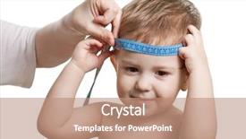  Presentation with tape - Colorful PPT theme enhanced with hand measuring child head backdrop and a coral colored foreground