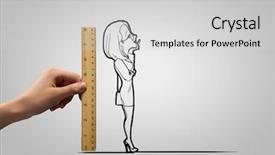  Presentation with measuring - Audience pleasing presentation theme consisting of hand measuring with ruler caricature backdrop and a light gray colored foreground