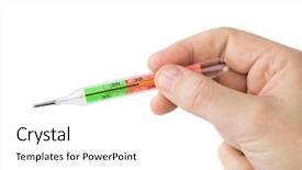  Presentation with medical hand - Beautiful slide deck featuring hand with medical thermometer 38 backdrop and a white colored foreground