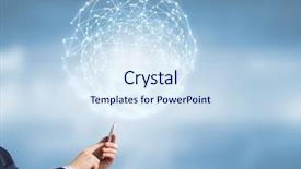  Presentation with phone - Presentation consisting of hand mobile phone with global background and a sky blue colored foreground