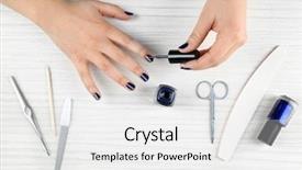  Presentation with nail art - Presentation theme featuring hand nails - nail art concept woman making background and a white colored foreground