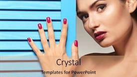 Presentation with swimming beautiful girl swims underwater - PPT layouts having hand nails - portrait of beautiful girl background and a  colored foreground