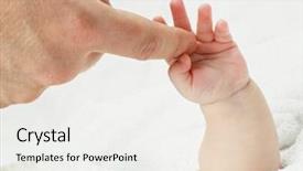  Presentation with baby girl christening - Slides with hand of a baby girl background and a white colored foreground