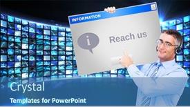  Presentation with cable - Beautiful presentation design featuring hand of a businessman holding a white cable against info box backdrop and a ocean colored foreground