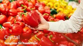  Presentation with peppers - Theme consisting of hand-of-a-customer-holds background and a crimson colored foreground