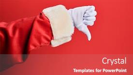  Presentation with santa claus and reindeers - Presentation design enhanced with hand-of-a-man-wearing background and a gray colored foreground