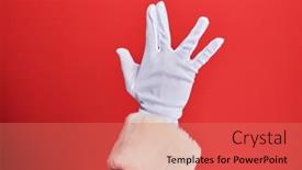  Presentation with vulcan - Theme with hand-of-a-man-wearing background and a coral colored foreground