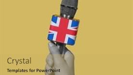  Presentation with black hand - PPT theme enhanced with hand-of-a-man background and a yellow colored foreground