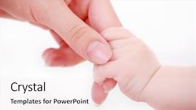  Presentation with tv show studio camera - Presentation design having hand of a mather shot background and a sky blue colored foreground