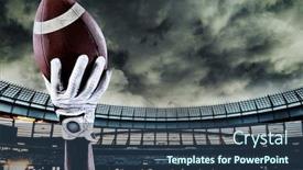  Presentation with american football - Colorful PPT theme enhanced with hand-of-a-player-holding backdrop and a ocean colored foreground