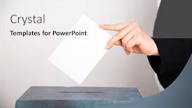  Presentation with election - Slide deck enhanced with hand-of-a-voter-putting background and a white colored foreground