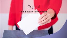  Presentation with vote - Cool new PPT layouts with hand-of-a-voter-putting backdrop and a red colored foreground