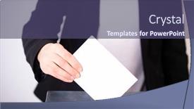  Presentation with vote - Colorful PPT theme enhanced with hand-of-a-voter-putting backdrop and a violet colored foreground