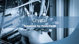  Presentation with optic - Presentation design featuring hand-of-administrator-holding-bunch background and a teal colored foreground