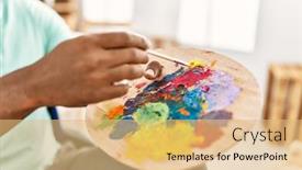  Presentation with american - Slide deck enhanced with hand-of-african-american-artist background and a yellow colored foreground