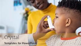  Presentation with african american patient - Slide deck featuring hand-of-african-american-male background and a gold colored foreground