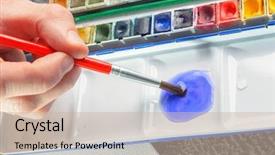  Presentation with artwork - Amazing theme having hand of artist painting watercolor backdrop and a soft green colored foreground