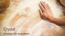  Presentation with kids hand sanitizer - Theme with hand of baker rubbing flour background and a  colored foreground