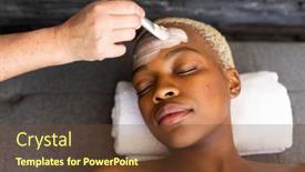  Presentation with beautician - Slides with hand-of-beautician-giving-facial background and a tawny brown colored foreground