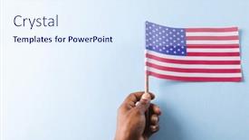  Presentation with independence day - Slide set featuring hand-of-biracial-man-holding background and a sky blue colored foreground