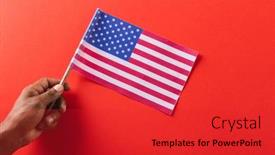  Presentation with america flag - Presentation theme with hand-of-biracial-man-holding background and a red colored foreground