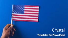  Presentation with america flag - Slide set featuring hand-of-biracial-man-holding background and a ocean colored foreground