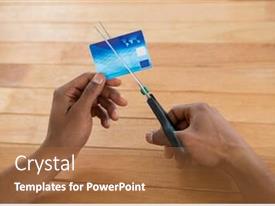 Hand Of Businessman Cutting Credit PPT template 39 | CrystalGraphics
