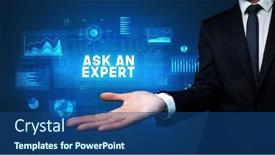  Presentation with success business - Cool new PPT theme with hand-of-businessman-holding-ask backdrop and a ocean colored foreground