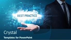  Presentation with best practice - Audience pleasing slide deck consisting of hand of businessman holding best practice inscription successful business concept backdrop and a ocean colored foreground