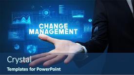  Presentation with business change - Beautiful presentation theme featuring hand-of-businessman-holding-change backdrop and a ocean colored foreground