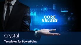  Presentation with business success - Slides having hand-of-businessman-holding-core background and a navy blue colored foreground