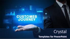  Presentation with customer journey - Theme consisting of businessman holding customer journey background and a navy blue colored foreground