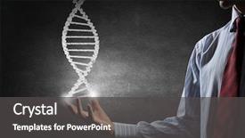  Presentation with dna molecule - Presentation design with hand of businessman holding dna background and a dark gray colored foreground